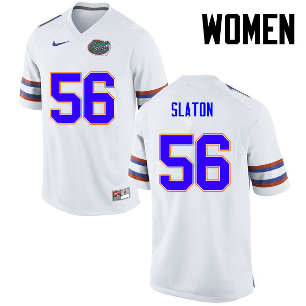 Women Florida Gators #56 Tedarrell Slaton College Football Jerseys-White - Click Image to Close